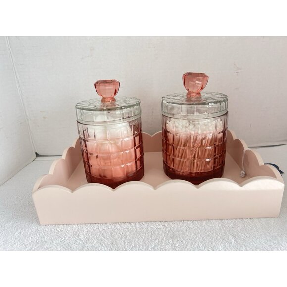 Pink Ombre Glass Vanity Jar 6.5"H x 4"D Storage Container Bathroom Dresser - Picture 8 of 8